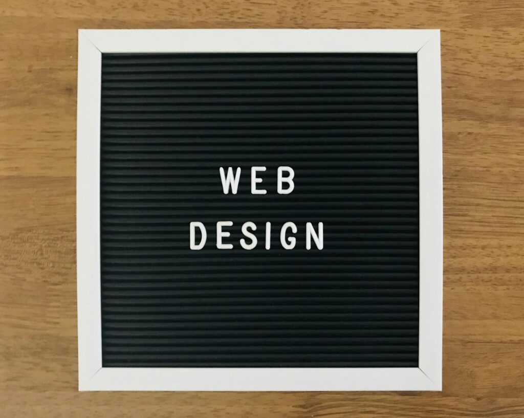 Web design on wooden table
